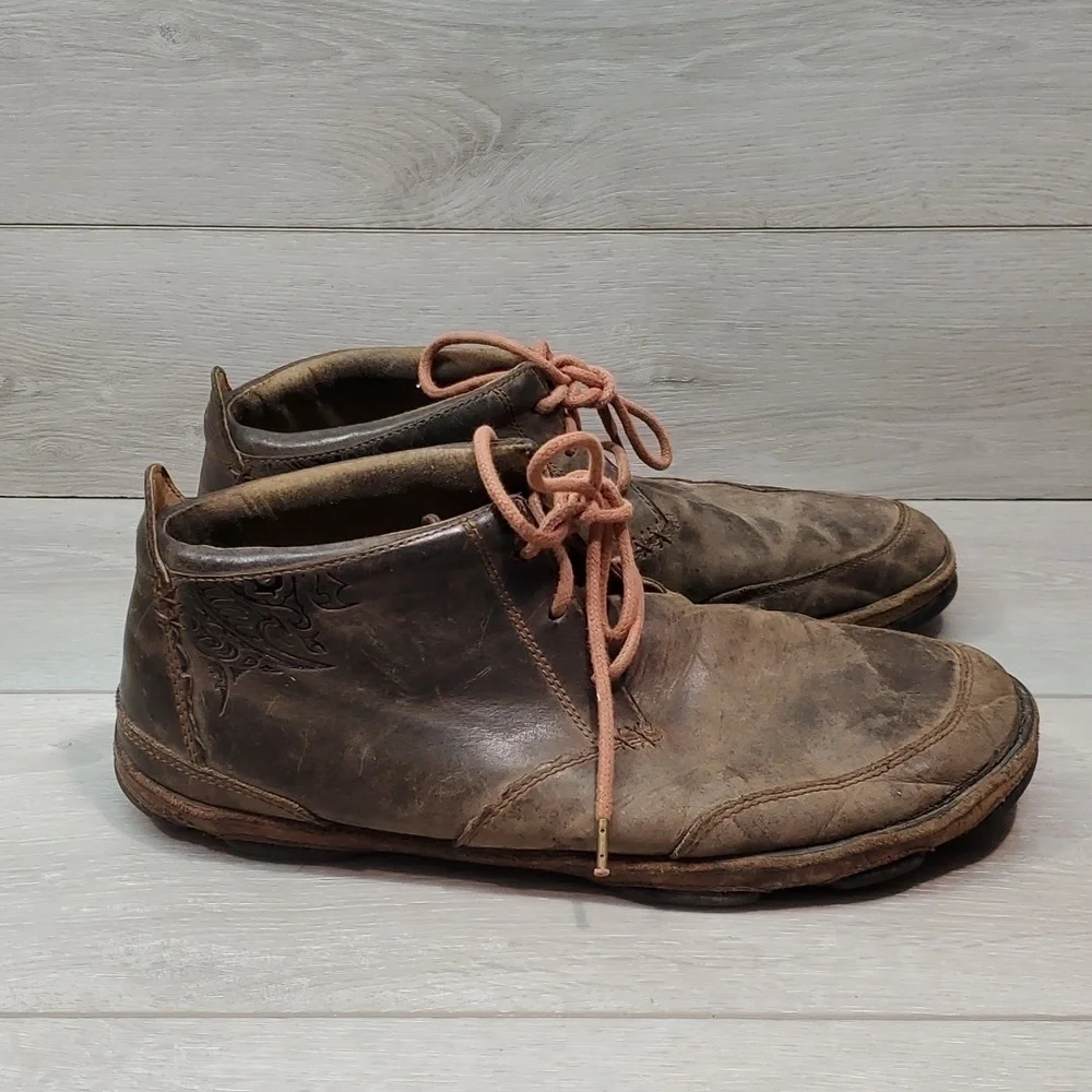 Olukai Mens Kamuela High Ankle Top Leather Boots shoes sz 11.5